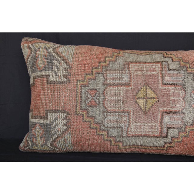 Red Handmade Tribal Soft Tones Rug Pillow Cover -17'' X 32'' For Sale - Image 8 of 14