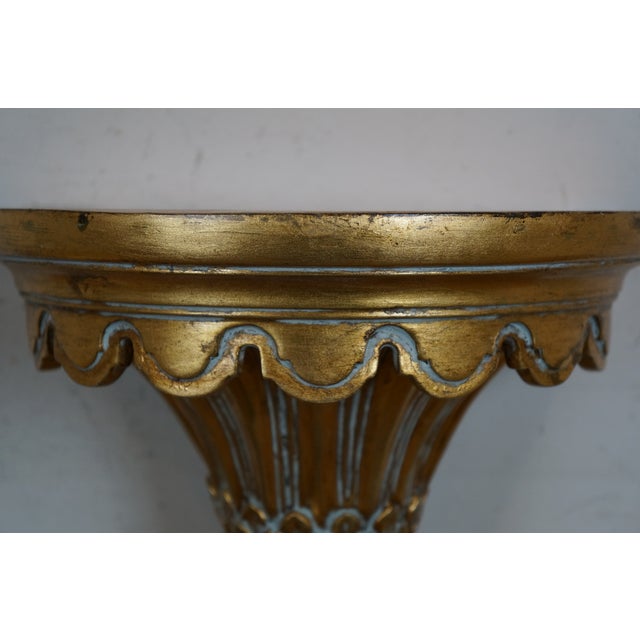 Early 21st Century 2 Italian Baroque Style Gold Scalloped Demilune Corbel Wall Shelf Sconces 13" For Sale - Image 5 of 11