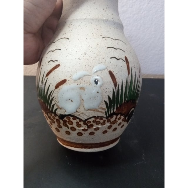1980s Tonala Mexican Folk Art Pottery Fluted Vase For Sale - Image 4 of 6