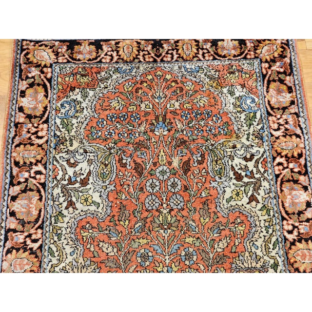 Vintage Turkish Silk Pictorial Rug, Tree of Life Design, Hand-Knotted, 3' x 4' For Sale - Image 4 of 10