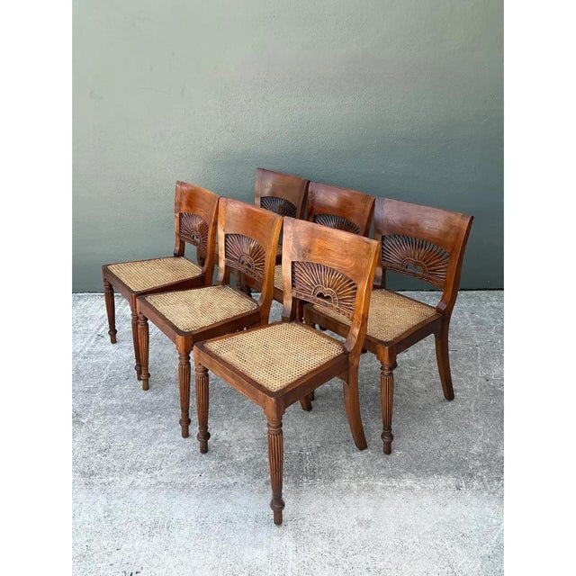 Late 20th Century Vintage Bauer Wood and Cane Dining Chairs - Set of 6 For Sale - Image 5 of 12