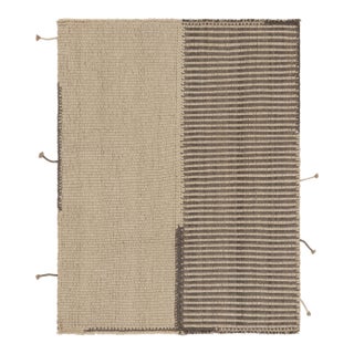 Rug & Kilim's Accent Kilim With Textural Beige and Brown Stripes For Sale