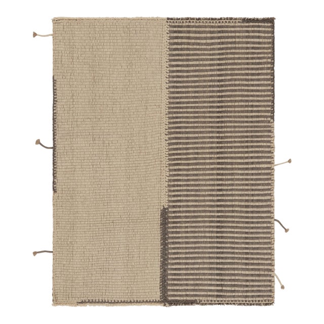 Rug & Kilim's Accent Kilim With Textural Beige and Brown Stripes For Sale