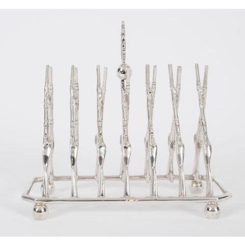 Silver Large Vintage 20th Century Silver-Plated Crossed Rifles Toast Rack For Sale - Image 8 of 12