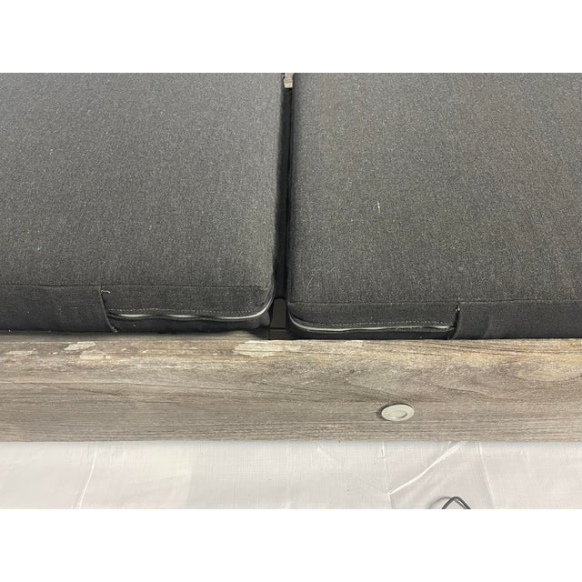 Restoration Hardware Teak Outdoor Loungers With Black Cushions - Set of 2 For Sale - Image 13 of 18