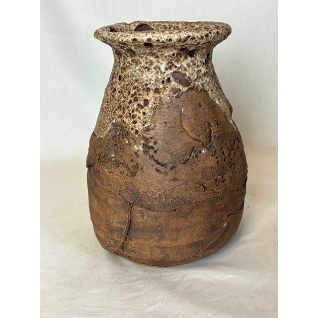 Boho Chic Vintage Organic Pottery Vase For Sale - Image 3 of 7