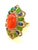 Gemstone Bochic "Orient" Orange Opal, Emerald, & Diamond Ring Set In 18K Gold & Silver For Sale - Image 7 of 18