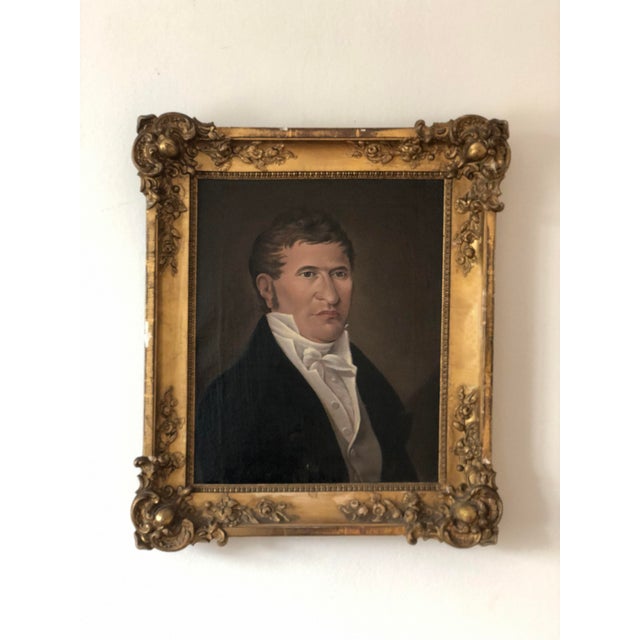 Antique Original Gentleman Oil Painting: 19th Century Biedermeier Portrait For Sale - Image 9 of 12