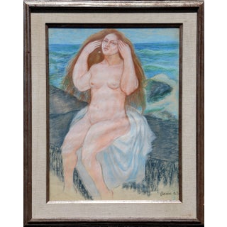 Ben Benn, Seated Nude, Pastel on Paper For Sale