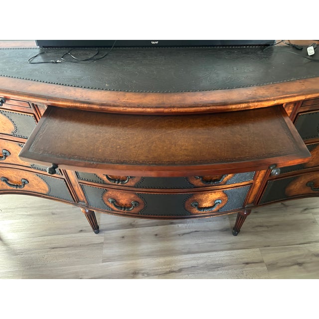 Beautiful high-end Theodore Alexander sideboard / credenza with a dramatic serpentine curved front and elegant traditional...