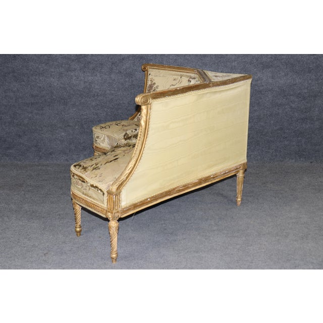 Late 19th Century French Louis XVI Giltwood Corner Settee Loveseat C. 1890s Era For Sale - Image 5 of 10