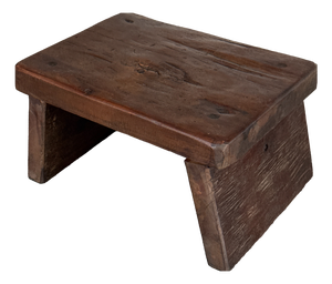 Small Side Stool in Upcycled Organic Chocolate Brown Teak, 1990s