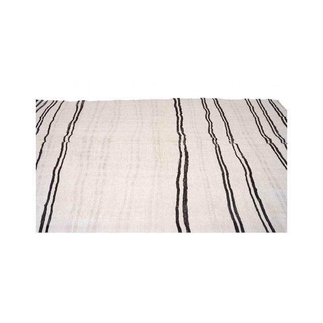 Black White Striped Hemp Kilim Rug - 6`1" X 10`0" For Sale - Image 4 of 6