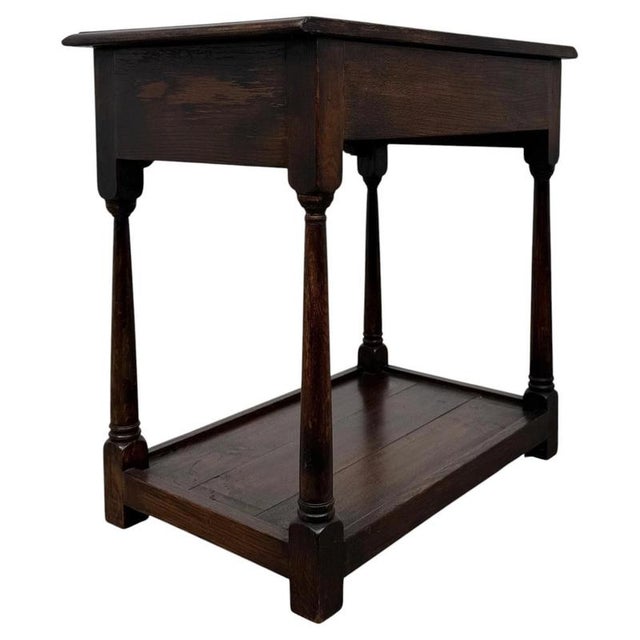 Antique Georgian English Oak Side Table For Sale - Image 9 of 12