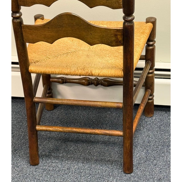 Late 20th Century Early American Ladderback Dining Chairs - Set of 6 For Sale - Image 12 of 12