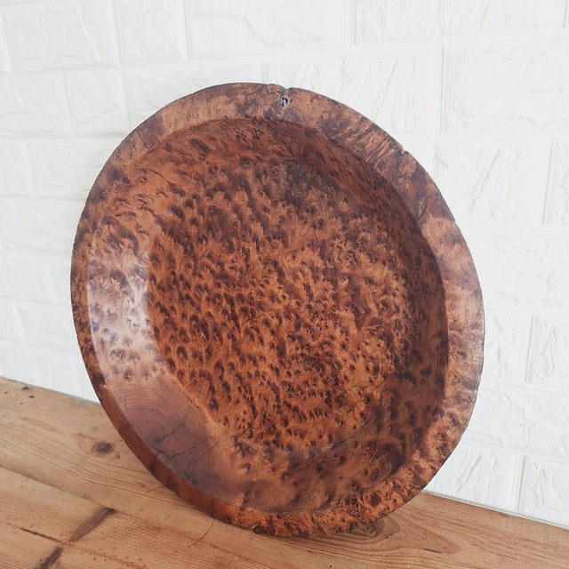 Wood Large North African Wooden Thuya Burl Dough Bowl, 1970s For Sale - Image 7 of 18