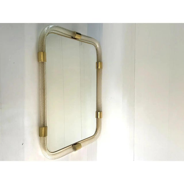 Scenographic Italian Torciglione-Torchon Murano Glass Wall Mirror by Simoeng for Simoeng For Sale - Image 6 of 8