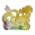 Chinese Orange Yellow Crystal Glass Dragon W Ball on Wave Figure For Sale