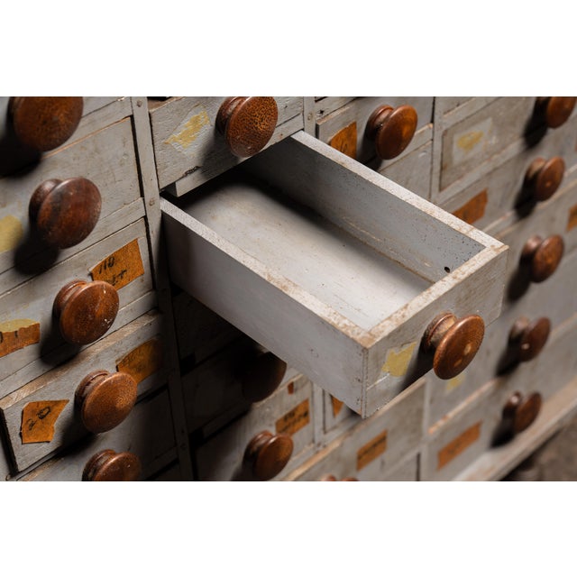 Antique 45-Drawer Industrial Hardware Cabinet on Cast Iron Legs For Sale - Image 9 of 16