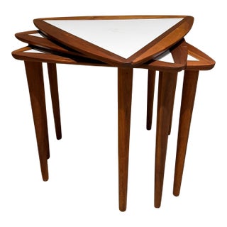 Arthur Umanoff Nesting Side Table Set Triangular Mid-Century Modern For Sale