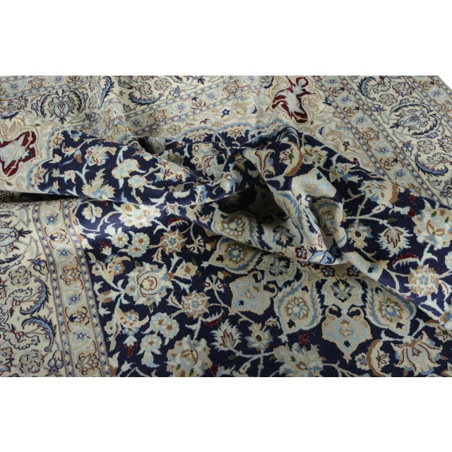 Hand-Knotted Nain 9la Rug with Silk Content For Sale - Image 9 of 11