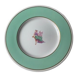 Rare Spode Copeland Hand-Painted Neoclassical Serving Plate/Charger With Aqua Border, c.1900, 10.5" - Custom Set For Sale