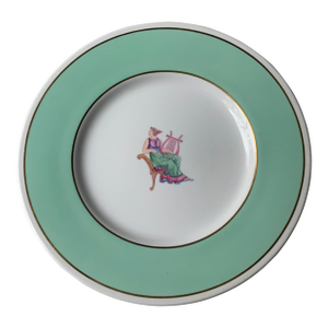 Spode Copeland Hand-Painted Neoclassical Serving Plate/Charger With Aqua Border, c.1900, 10.5"