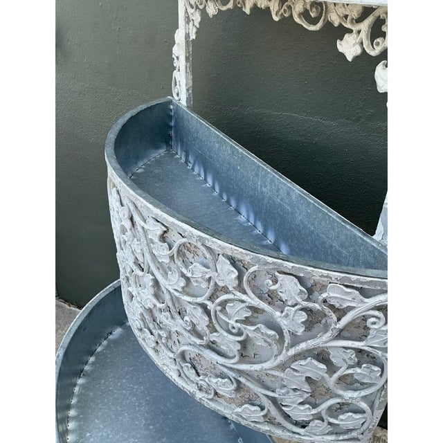 Metal Vintage Monumental Tiered Wrought Iron Standing Planter For Sale - Image 7 of 12