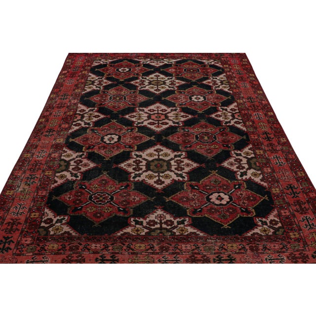 Rug & Kilim Vintage Persian Shiraz Rug in Red and Black Floral Patterns by Rug & Kilim For Sale - Image 4 of 7