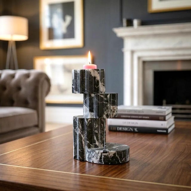 Candleholder in Black Marble by Forzini For Sale - Image 12 of 12