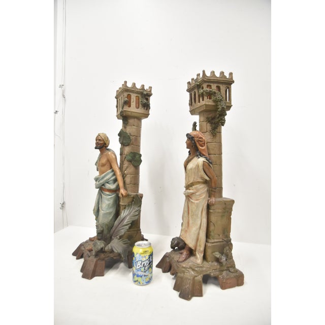 Late 19th Century Monumental Austrian Terracotta Orientalist Lamps - a Pair For Sale - Image 10 of 17