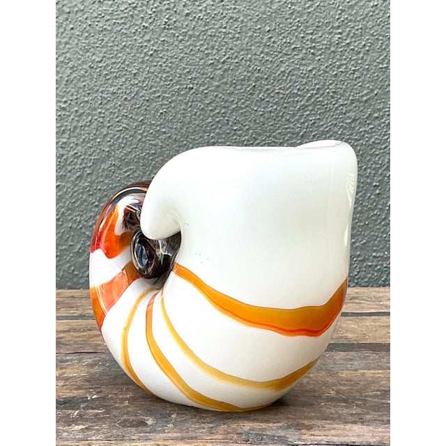 Orange Vintage a Italian Murano Glass Nautilus Shell For Sale - Image 8 of 12
