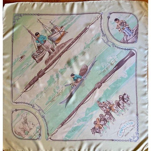 HERMÈS GRONLAND Silk Scarf designed by Philippe Ledoux 1992 For Sale