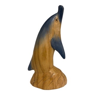 Hand Carved Wooden Dolphin, Vintage For Sale