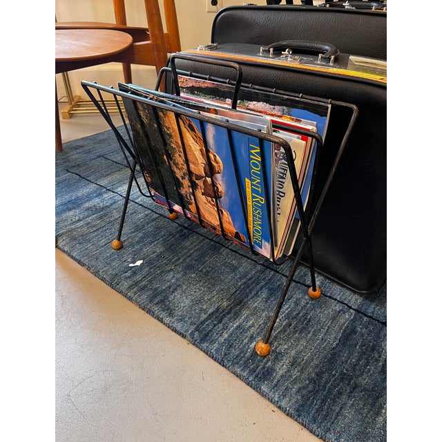 Wood Mid-Century Modern Tony Paul Attributed Wire Magazine Rack For Sale - Image 7 of 7