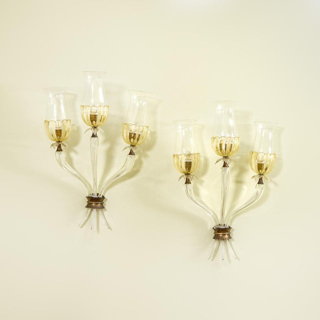 Murano Glass Wall Lights from Seguso Vetri Darte, 1953, Set of 2 For Sale - Image 7 of 7