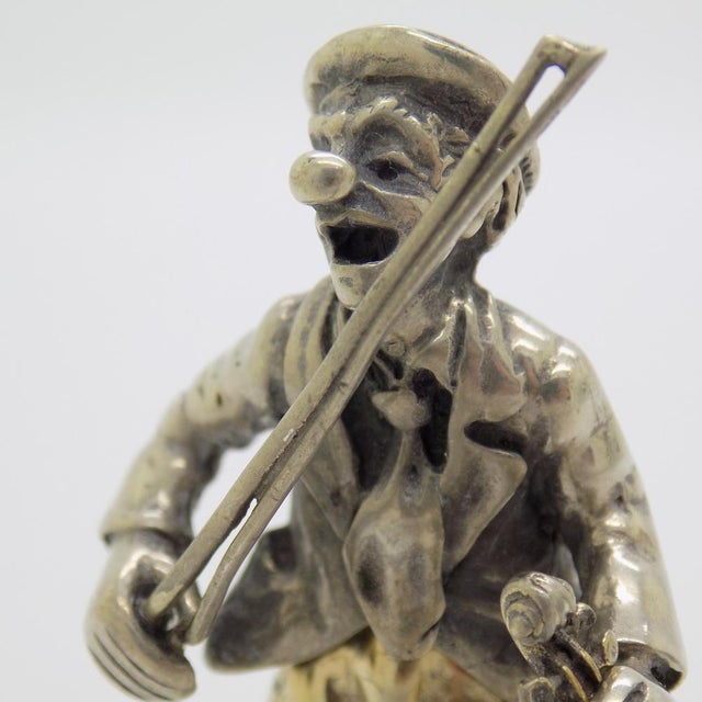 Silver Vintage Italian Handmade Silver Circus Violinist Figurine from Angini, Arezzo, Tuscany, Italy, 1970s For Sale - Image 8 of 14