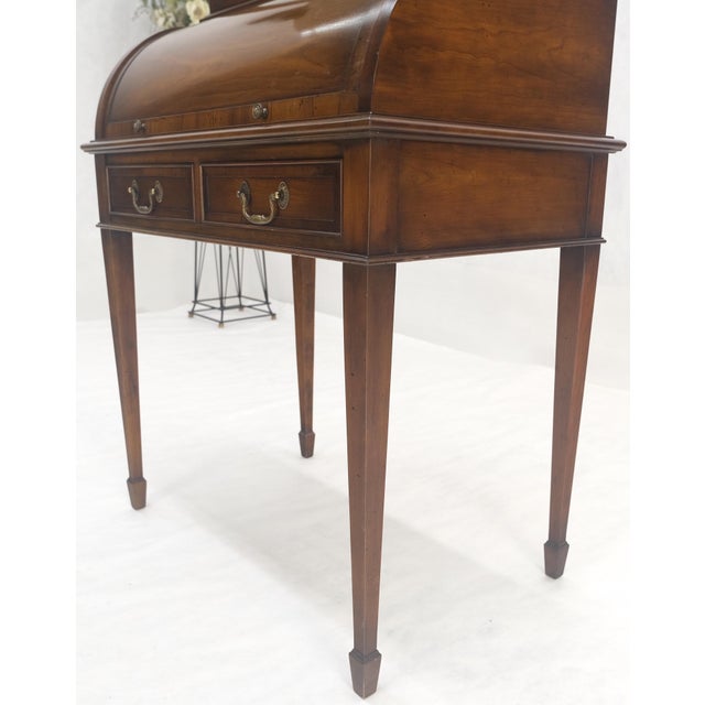 Wood 32" Wide & 79" Tall Solid Cherry Cylinder Style Secretary Desk Beveled Glass For Sale - Image 7 of 14