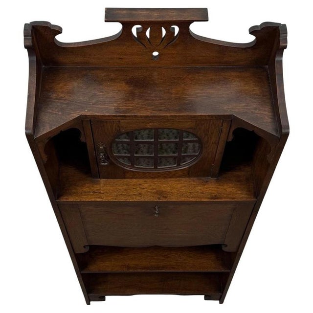 20th Century Arts and Crafts Oak Bureau, 1890s For Sale - Image 6 of 13