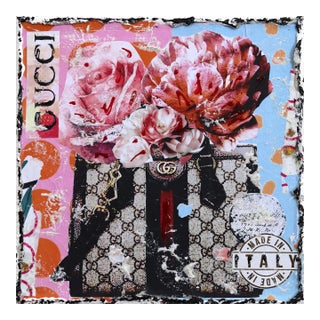 Gucci Bouquet - Abstract Colorful Textural Luxury Inspired Collage Original Artwork by Marion Duschletta For Sale