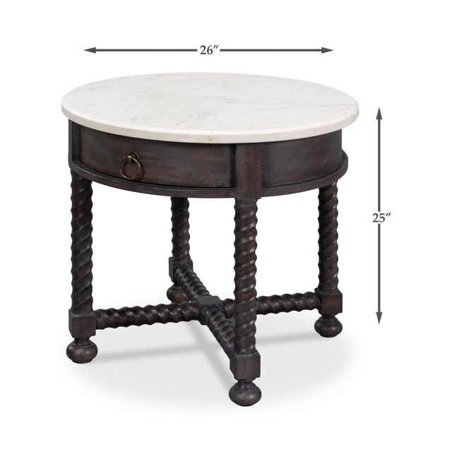 Antiqued Style Round Side Table For Sale - Image 12 of 12