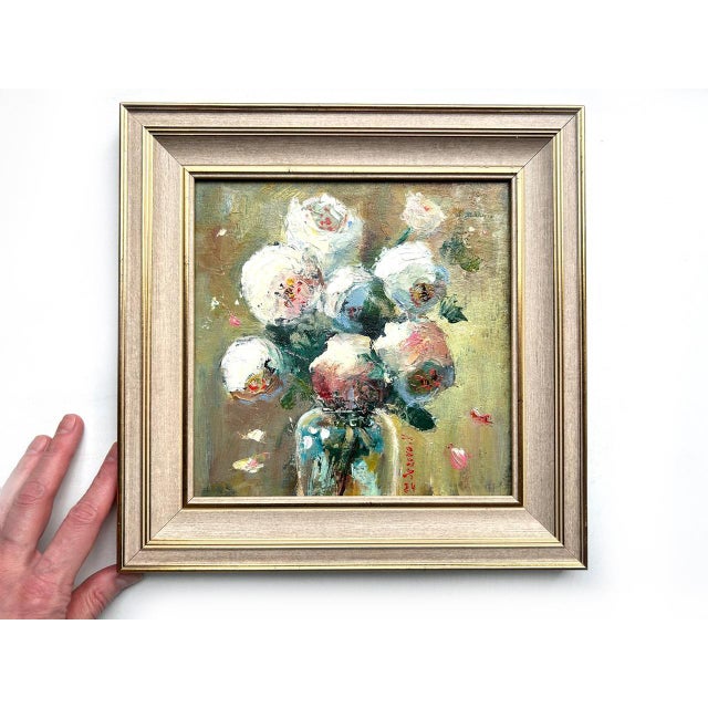 Contemporary Framed Floral White Flowers Peonies Bouquet Original Painting by Valeriya Serova For Sale - Image 3 of 14