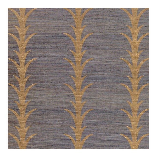 Sample - Schumacher X Celerie Kemble Acanthus Stripe Sisal Wallpaper in Turmeric For Sale