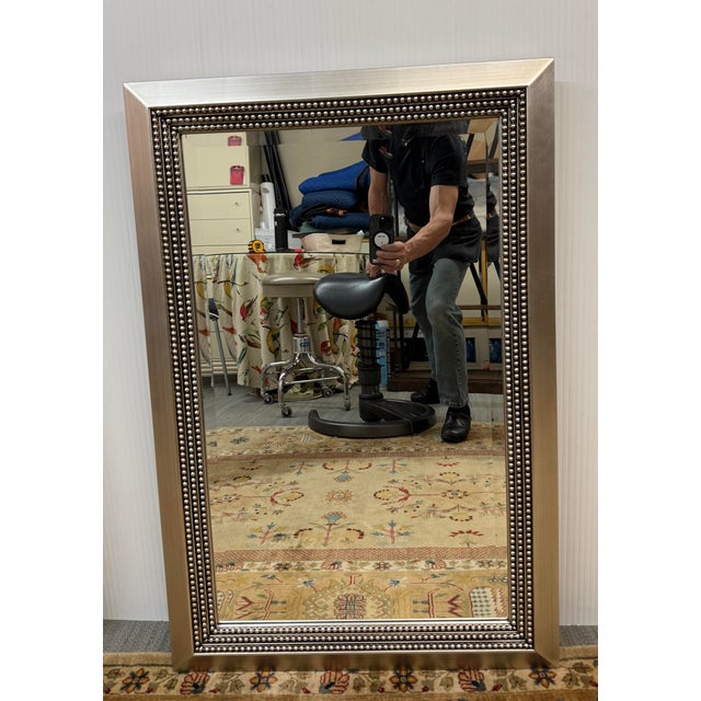 2010s Uttermost Silver Triple Beaded Wall Mirror For Sale - Image 5 of 12