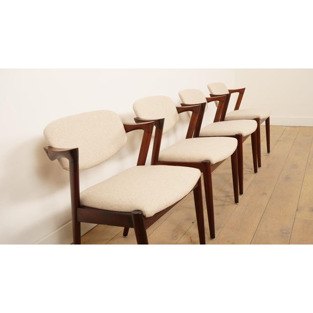 Vintage Rosewood Model 42 Dining Chairs from Kai Kristiansen, 1950s, Set of 4 For Sale - Image 9 of 15