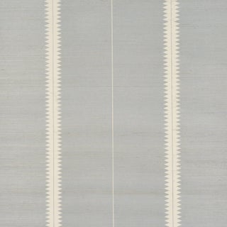 SAMPLE - Schumacher Bristle Stripe Sisal Wallpaper In Mineral For Sale