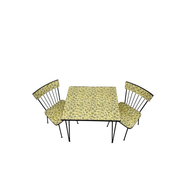 1960s Mid-Century Child’s Dinette Set With Yellow Crosshatch Laminate For Sale - Image 16 of 18