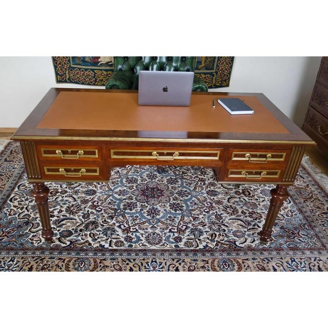 English Extendable Desk with Leather Top For Sale - Image 3 of 10