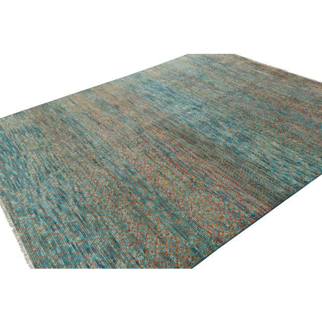 Contemporary Rug & Kilim’s Contemporary Rug With Polychromatic Stripes and Geometric Patterns For Sale - Image 3 of 6