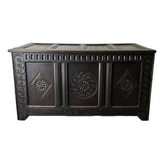 Antique Charles II Carved Oak Chest, 1660s For Sale